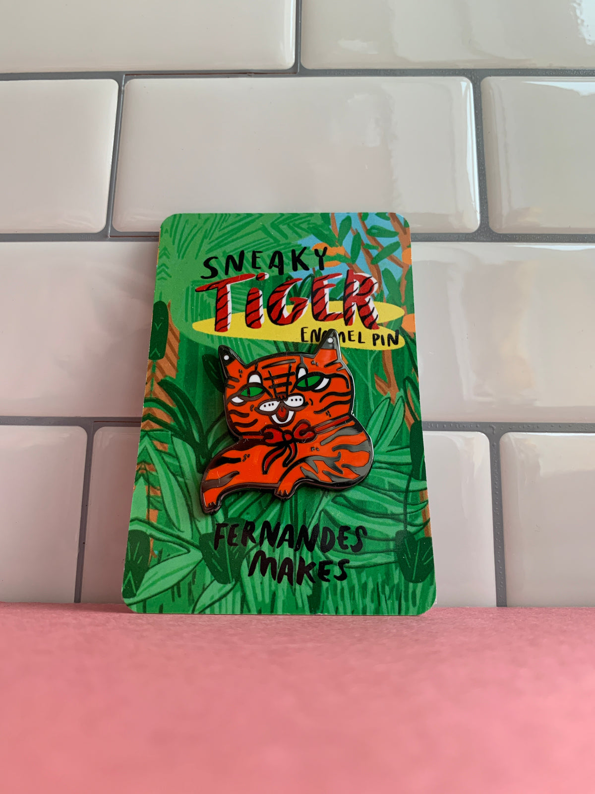Red Bow Tiger Pin (Black or Gold)