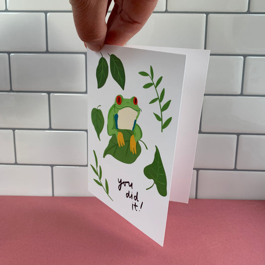 You Did It! Happy Tree Frog Greeting Card