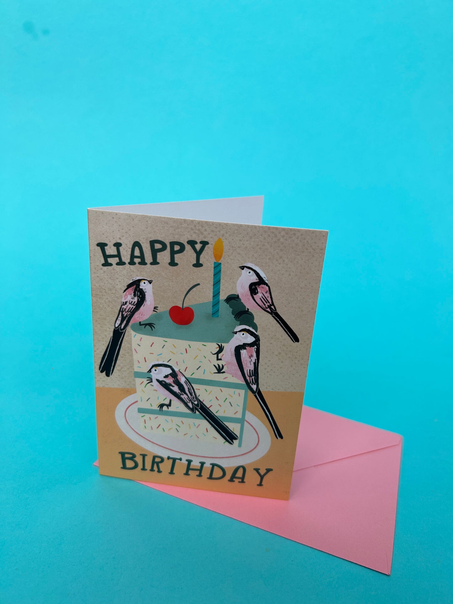 Happy Birthday Long-Tailed Tit Greeting Card