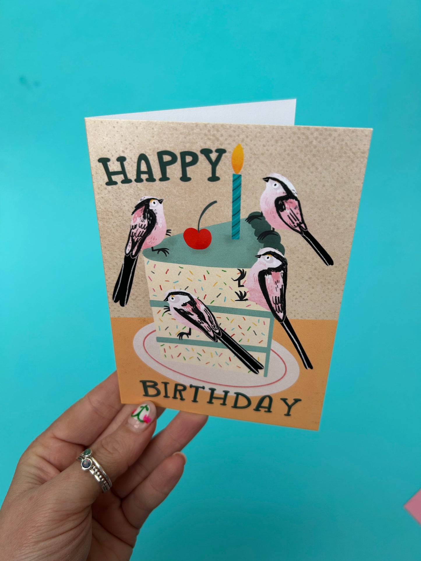Happy Birthday Long-Tailed Tit Greeting Card