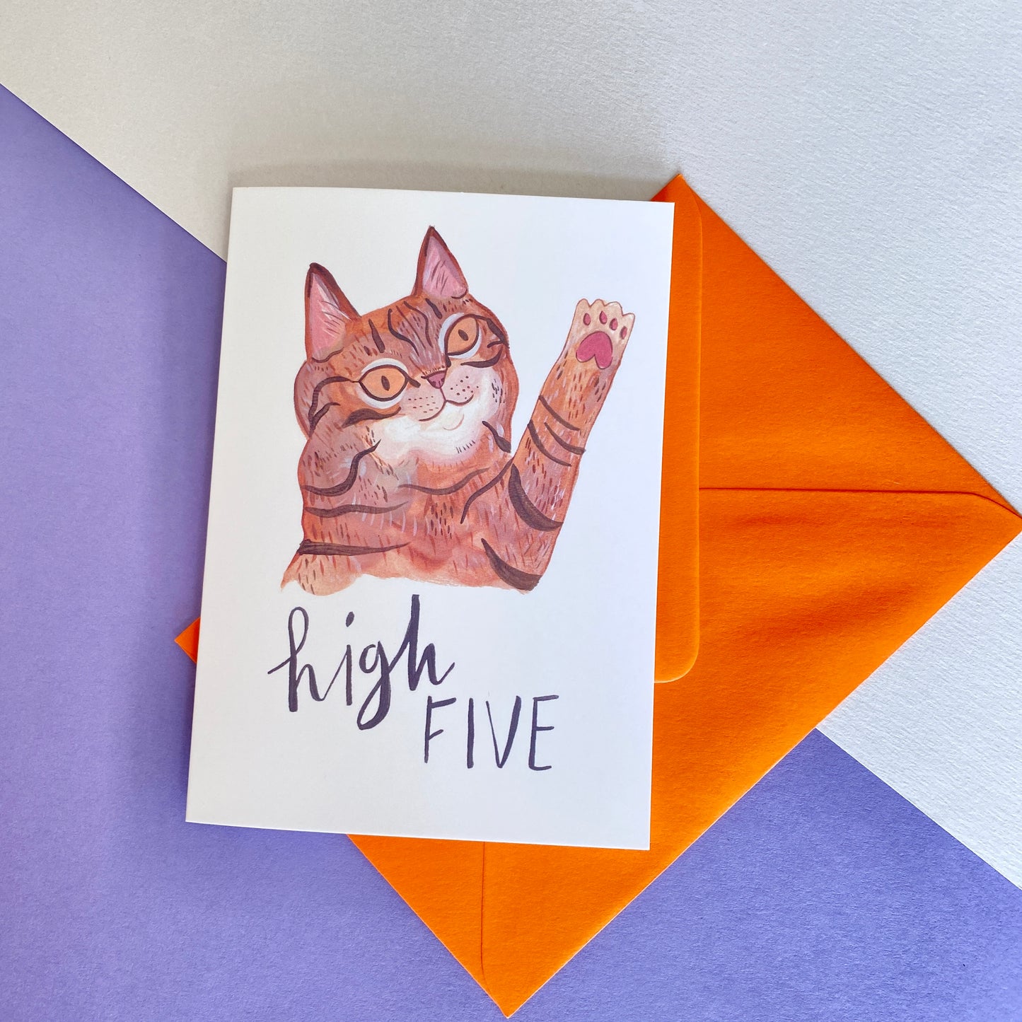 High Five Tabby Cat Greeting Card