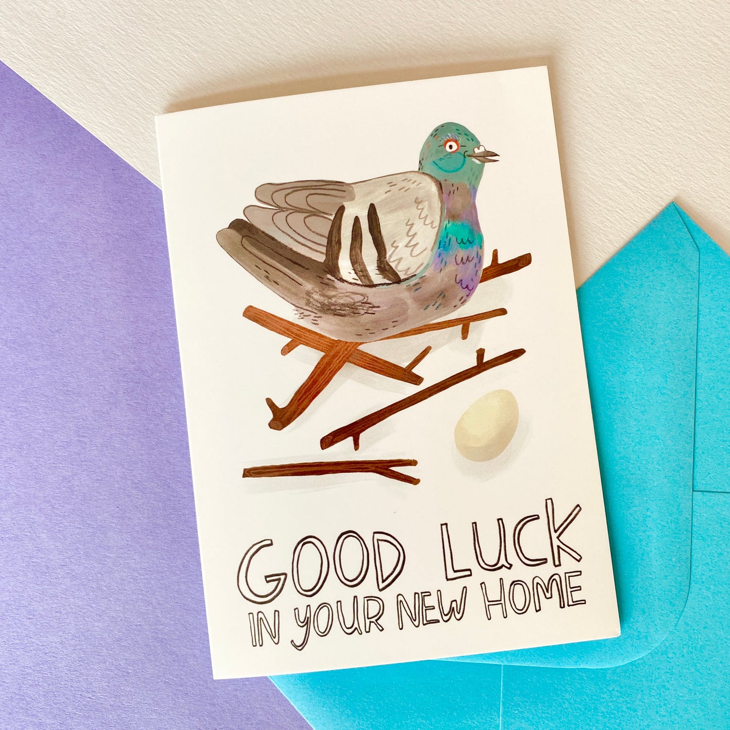 Good luck in your New Home / Pigeon / Greeting Card