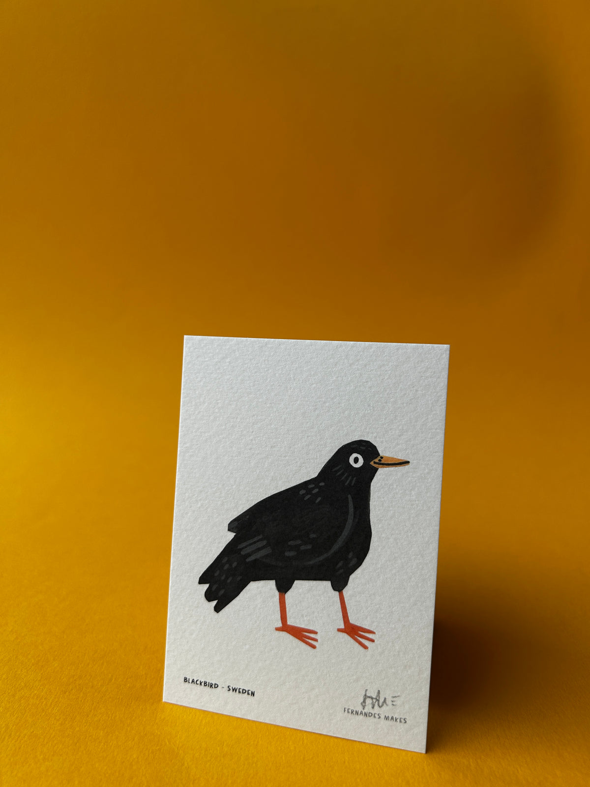 Blackbird / Sweden / World Birds Mini Print (A7)