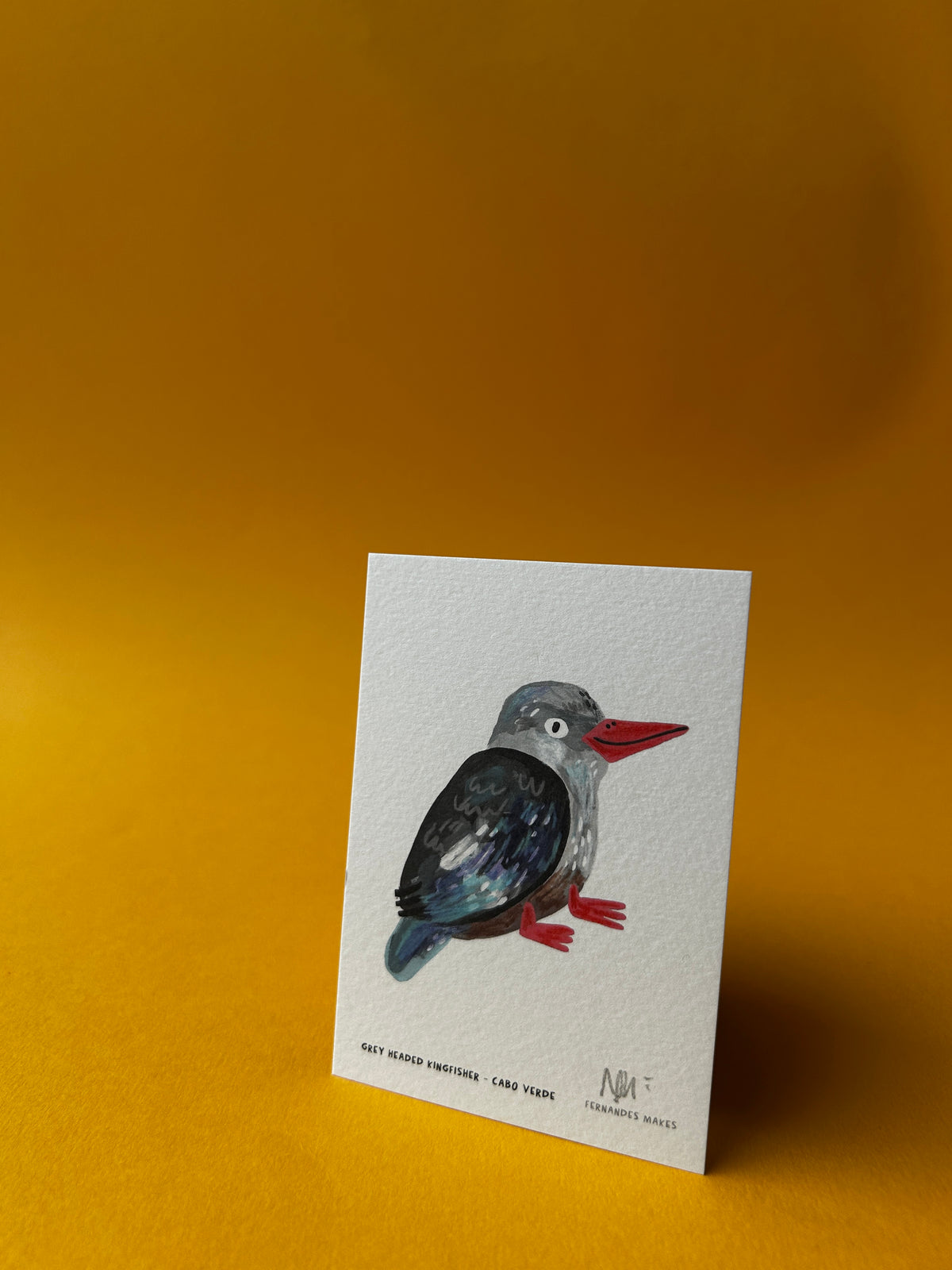 Grey Headed Kingfisher / Cabo Verde / World Birds Mini Print (A7)