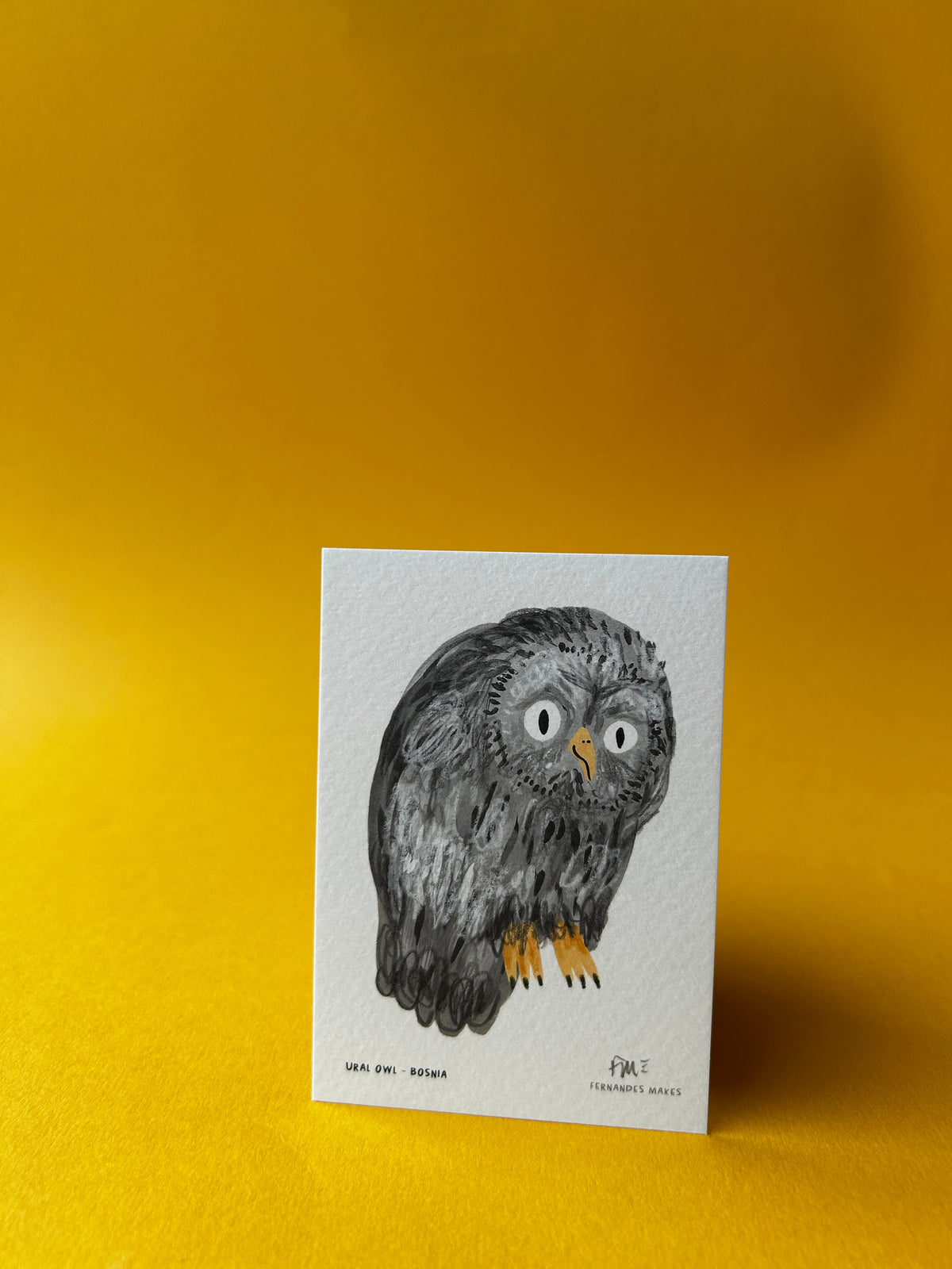 Ural Owl / Bosnia / World Birds Mini Print (A7)