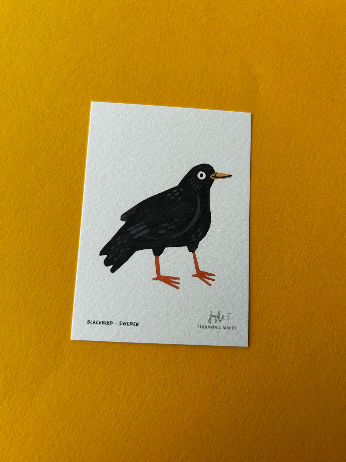Blackbird / Sweden / World Birds Mini Print (A7)