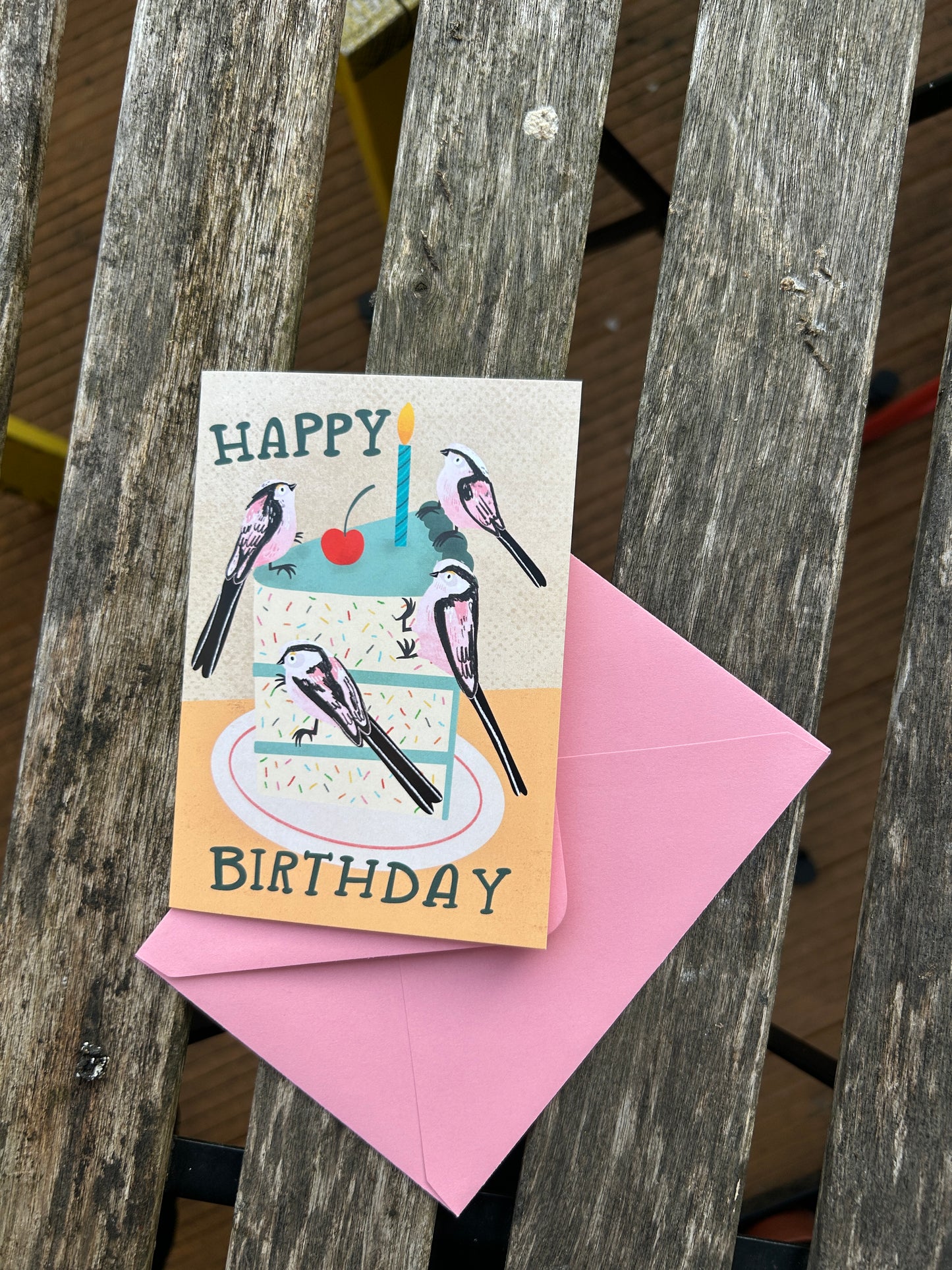Happy Birthday Long-Tailed Tit Greeting Card