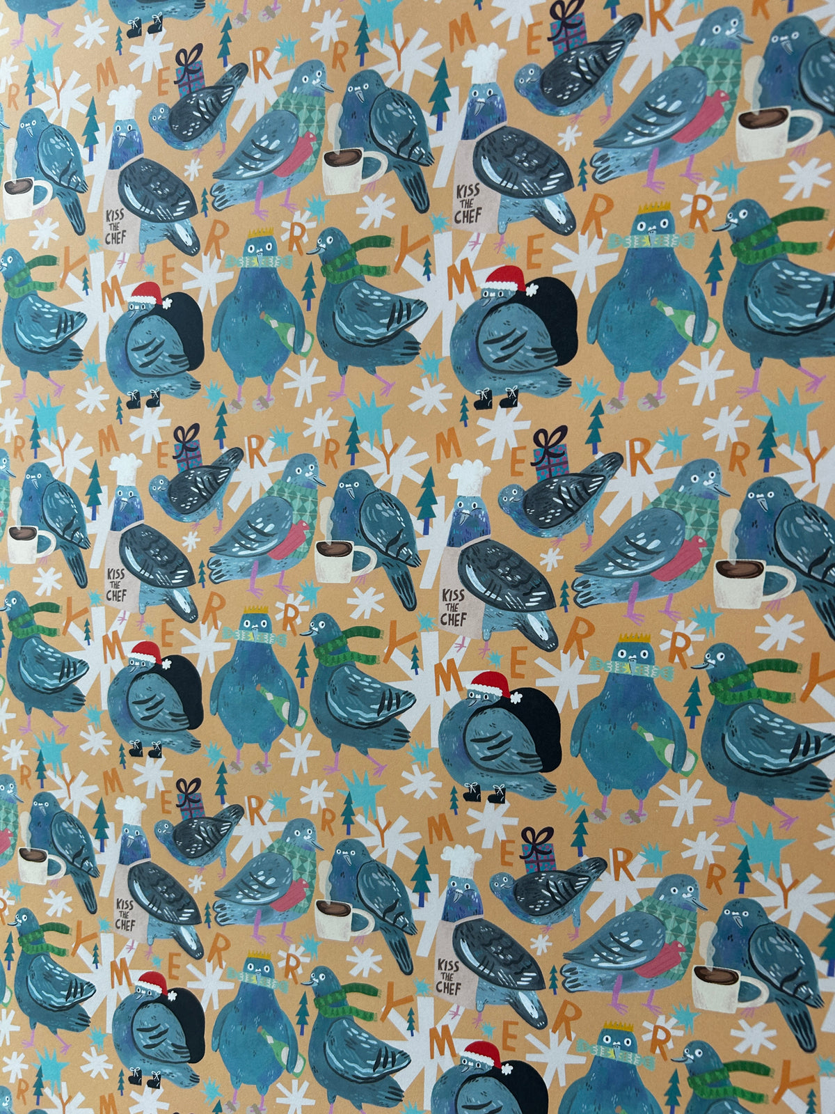 Merry Pigeons Festive Gift Wrap Sheets (3pk)
