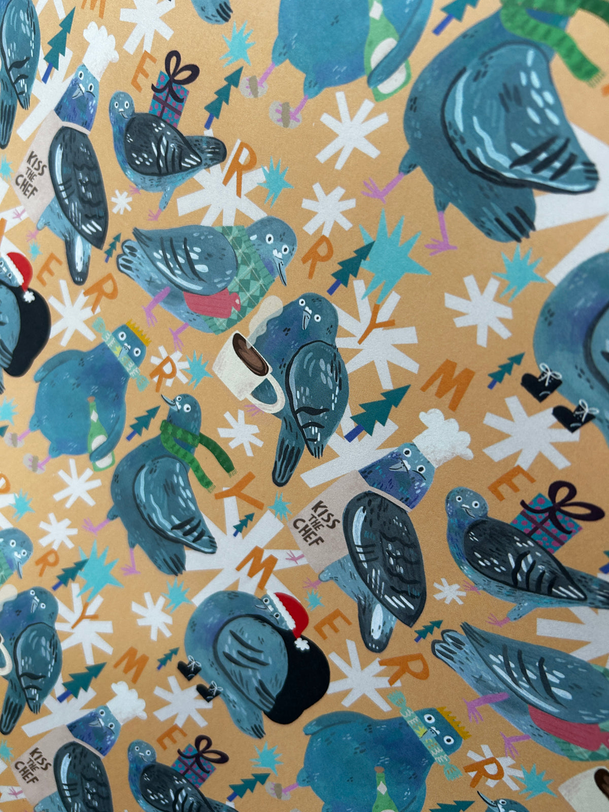 Merry Pigeons Festive Gift Wrap Sheets (3pk)