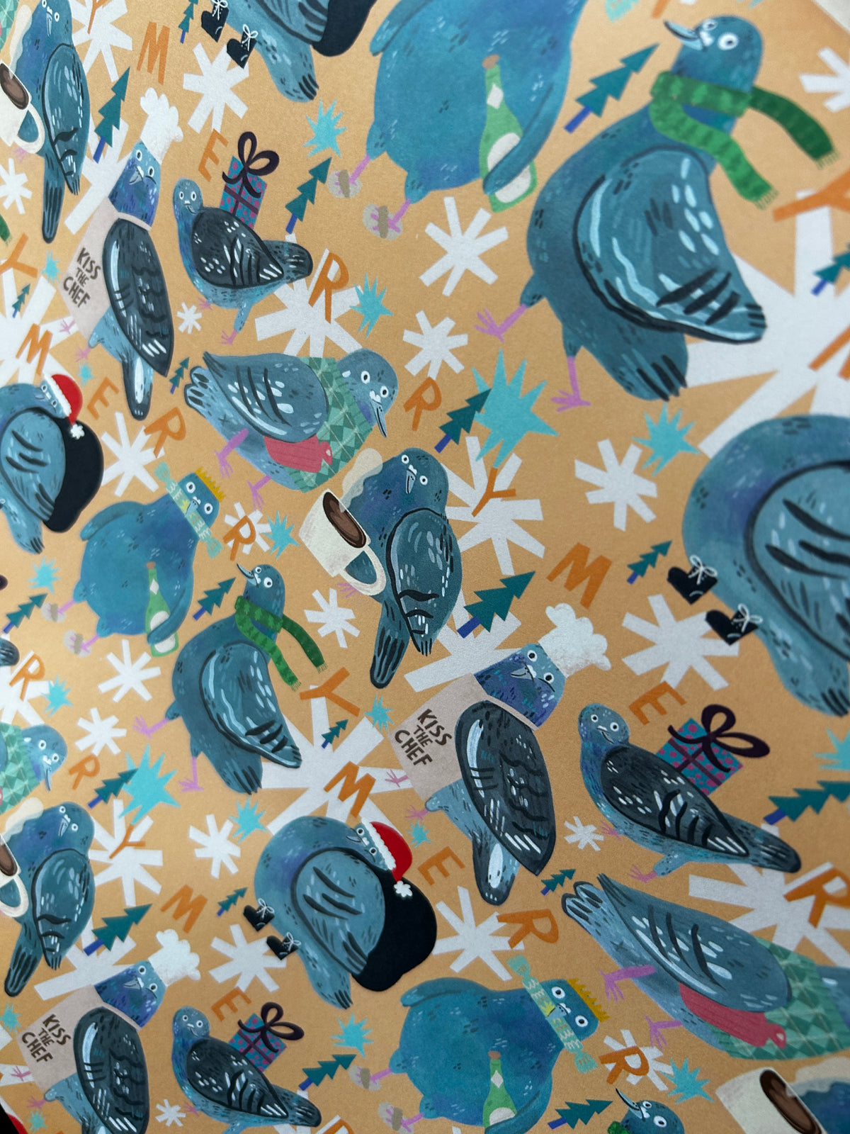 Merry Pigeons Festive Gift Wrap Sheets (3pk)