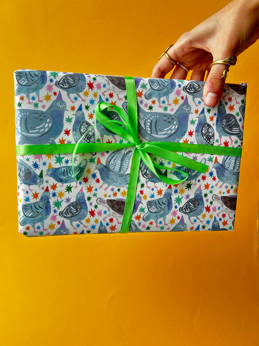 Party Pigeons Gift Wrap Sheets (3pk)