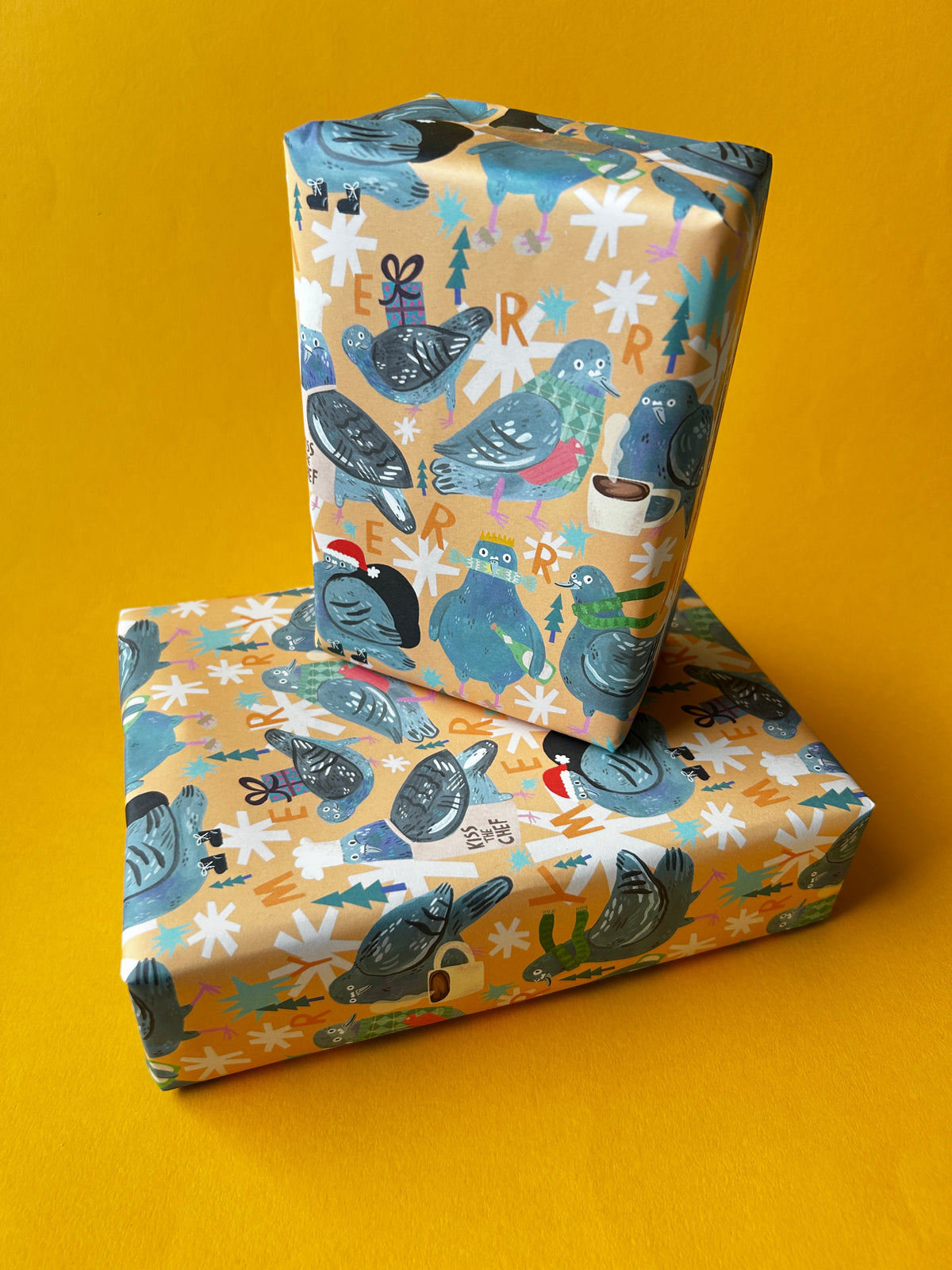 Merry Pigeons Festive Gift Wrap Sheets (3pk)