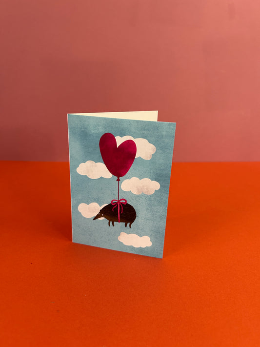 Hedgehog Floating in the Clouds Greeting Card