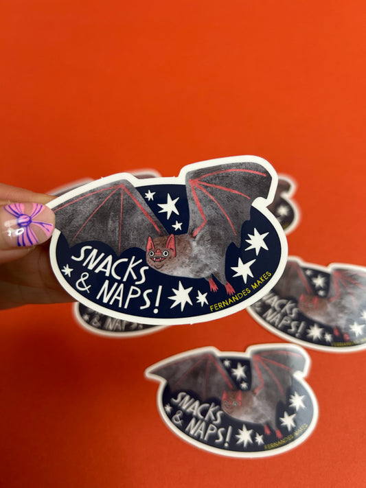 Snacks & Naps Bat Vinyl Sticker