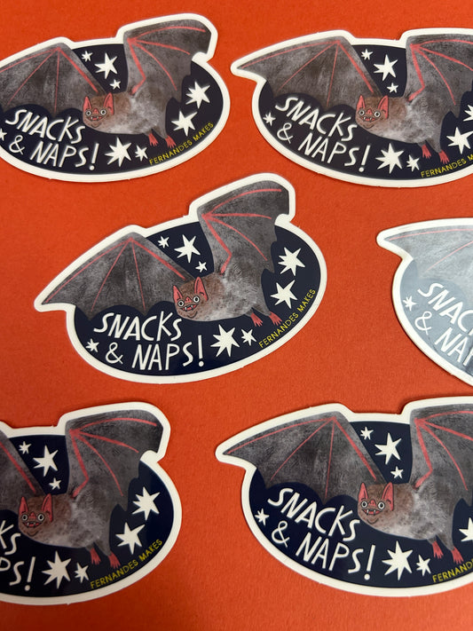 Snacks & Naps Bat Vinyl Sticker