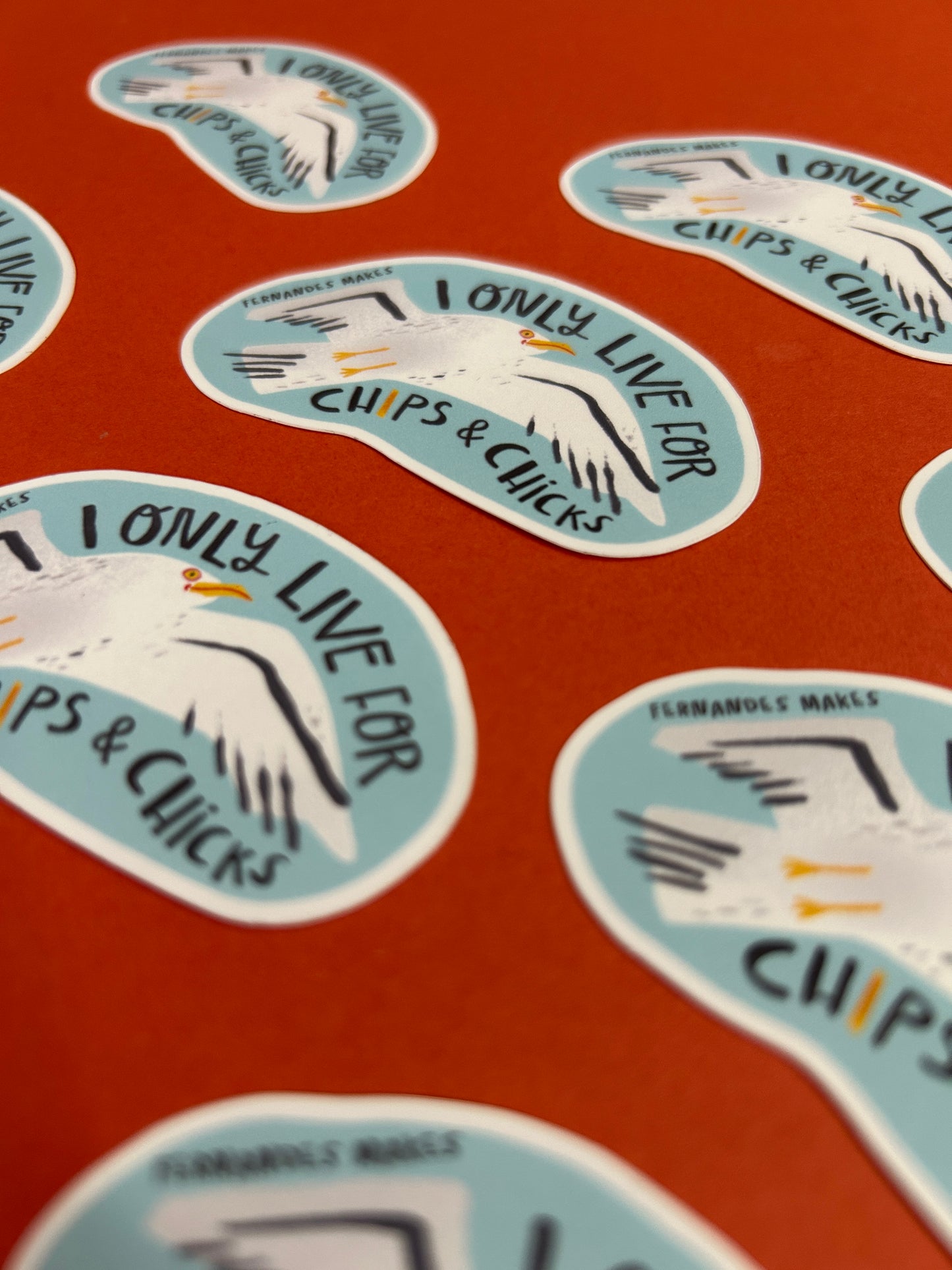 Seagull - I Only Live For Chips & Chicks Vinyl Sticker