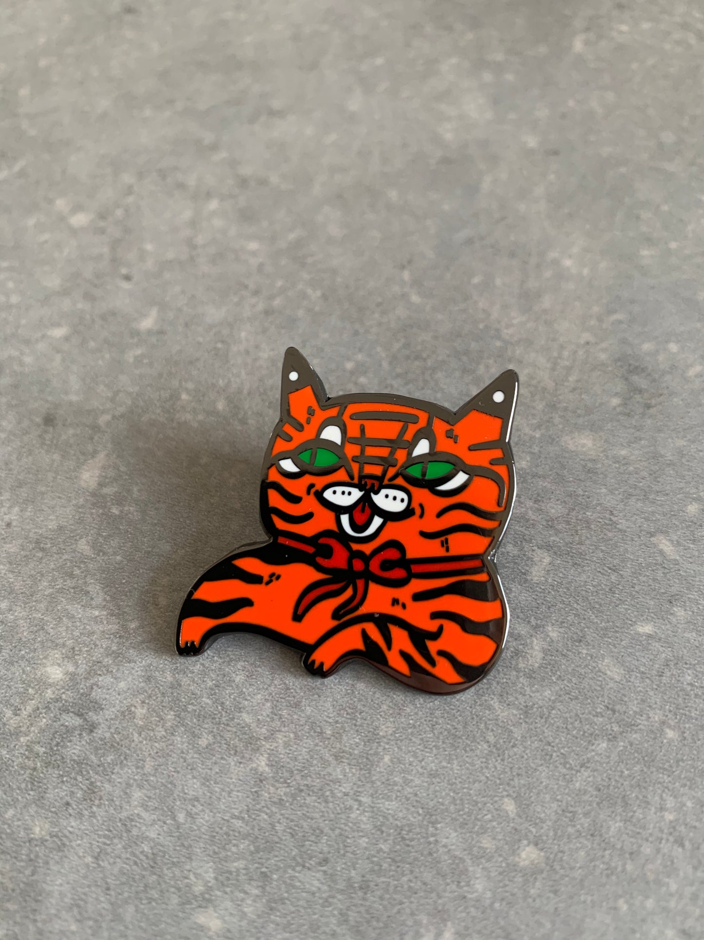 Red Bow Tiger Pin (Black or Gold)