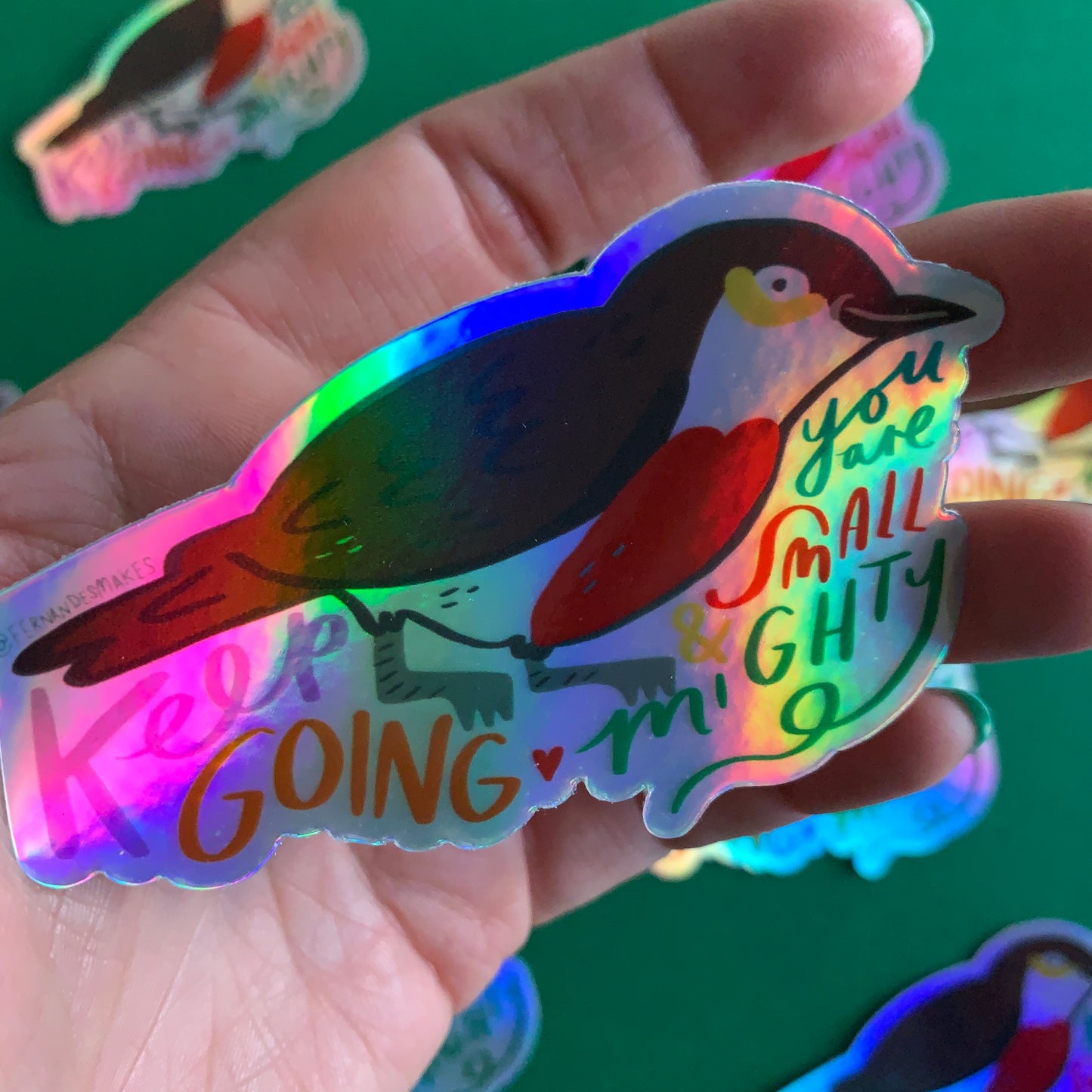 Keep Going Robin Holographic Vinyl Sticker
