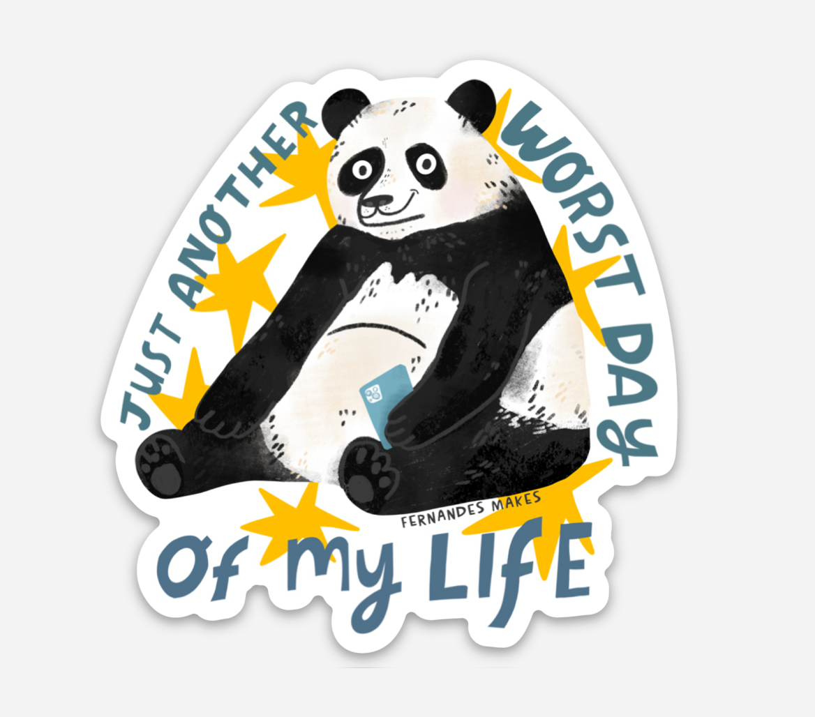 Just Another Worst Day Panda Vinyl Sticker