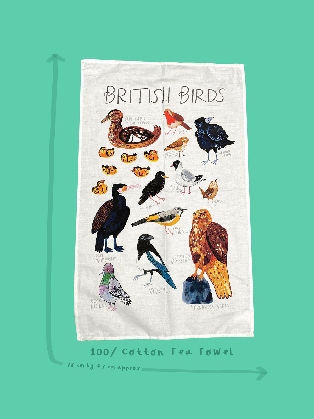 British Birds Tea Towel