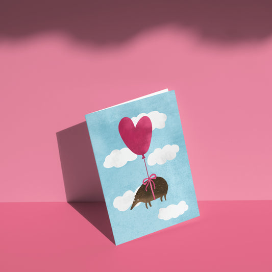 Hedgehog Floating in the Clouds Greeting Card