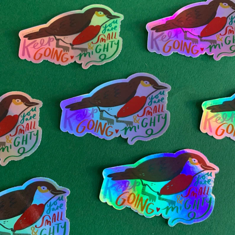 Keep Going Robin Holographic Vinyl Sticker