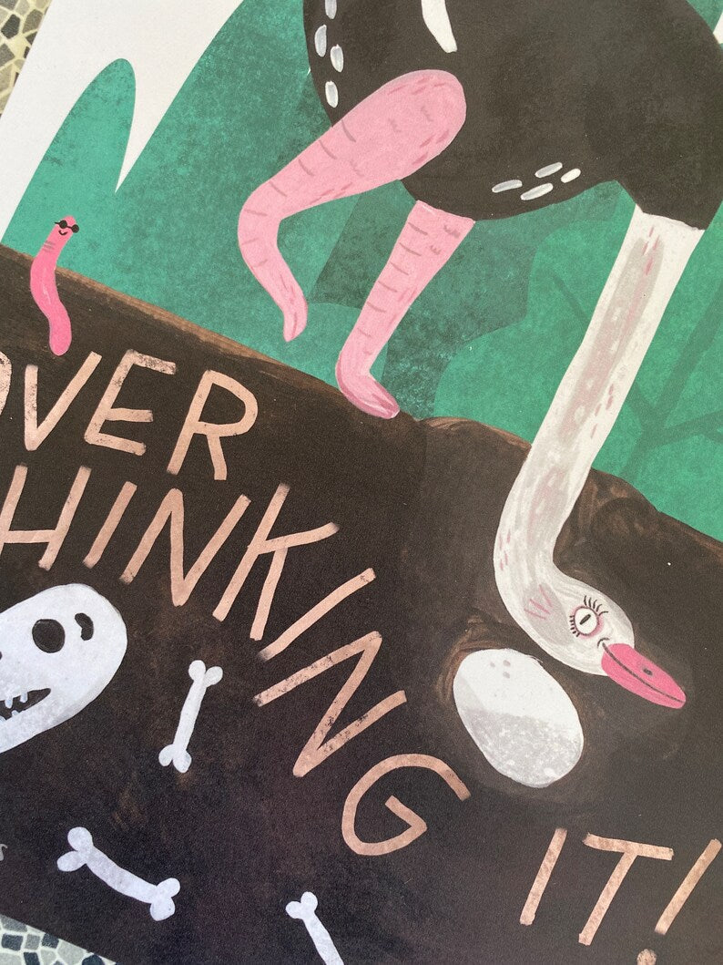 Overthinking It Ostrich - Art Print
