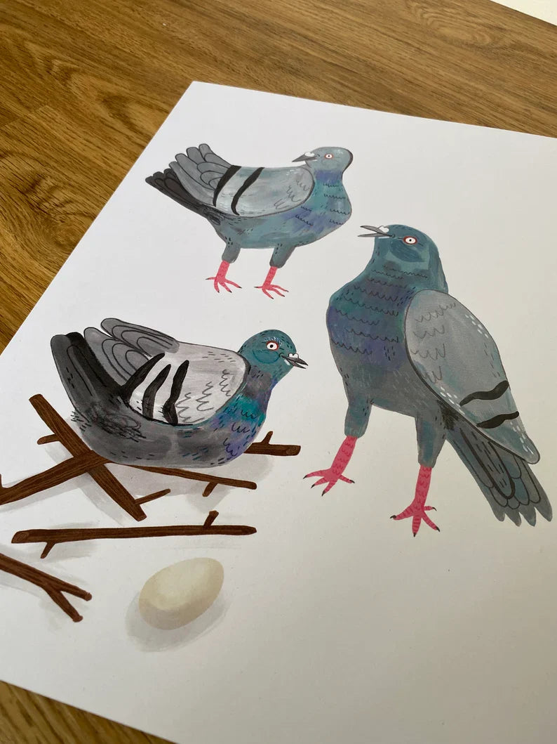 Pigeon Party Pals - Art Print