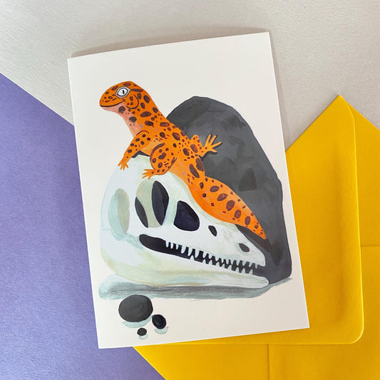 Salamander On Skull Card