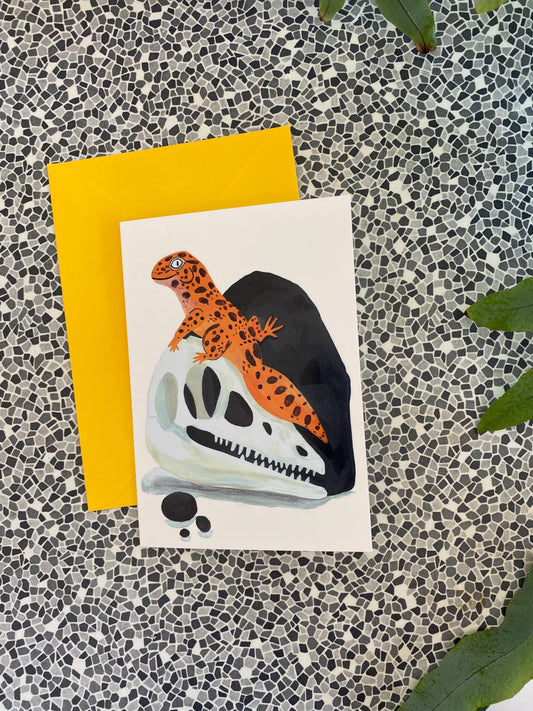 Salamander On Skull Card