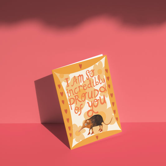 Incredibly Proud Of You (Elephant Shrew) greetings card
