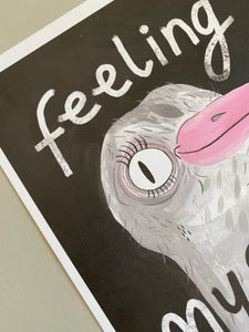 Feeling Myself - Ostrich Illustrated Digital Art Print