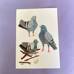 Pigeon Party Pals Digital Art Print