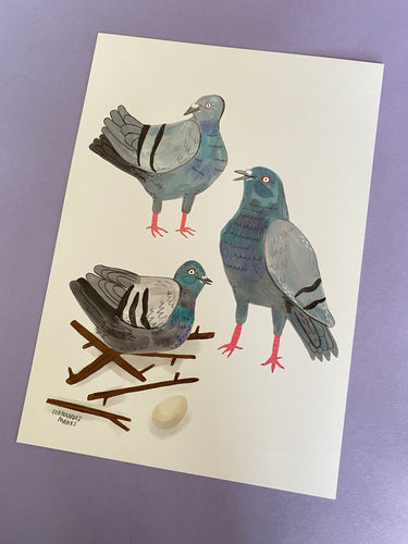 Pigeon Party Pals Digital Art Print