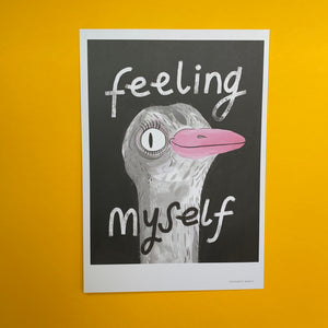 Feeling Myself - Ostrich Illustrated Digital Art Print
