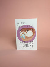 Sorry For What I said When I Was Hangry - Funny Animal Greetings Card - Apology Card, Sorry, Humour, Beaver, Otter, Blank Inside, Nature - Fernandes Makes