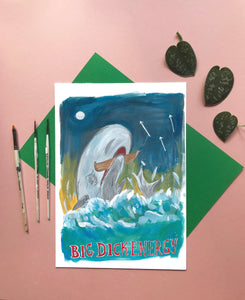 BIG (Moby) DICK ENERGY Art Print - Moby Dick Whale Painting, Funny Animal Pun Print, Motivation, Illustration Print, Home Decor - Fernandes Makes