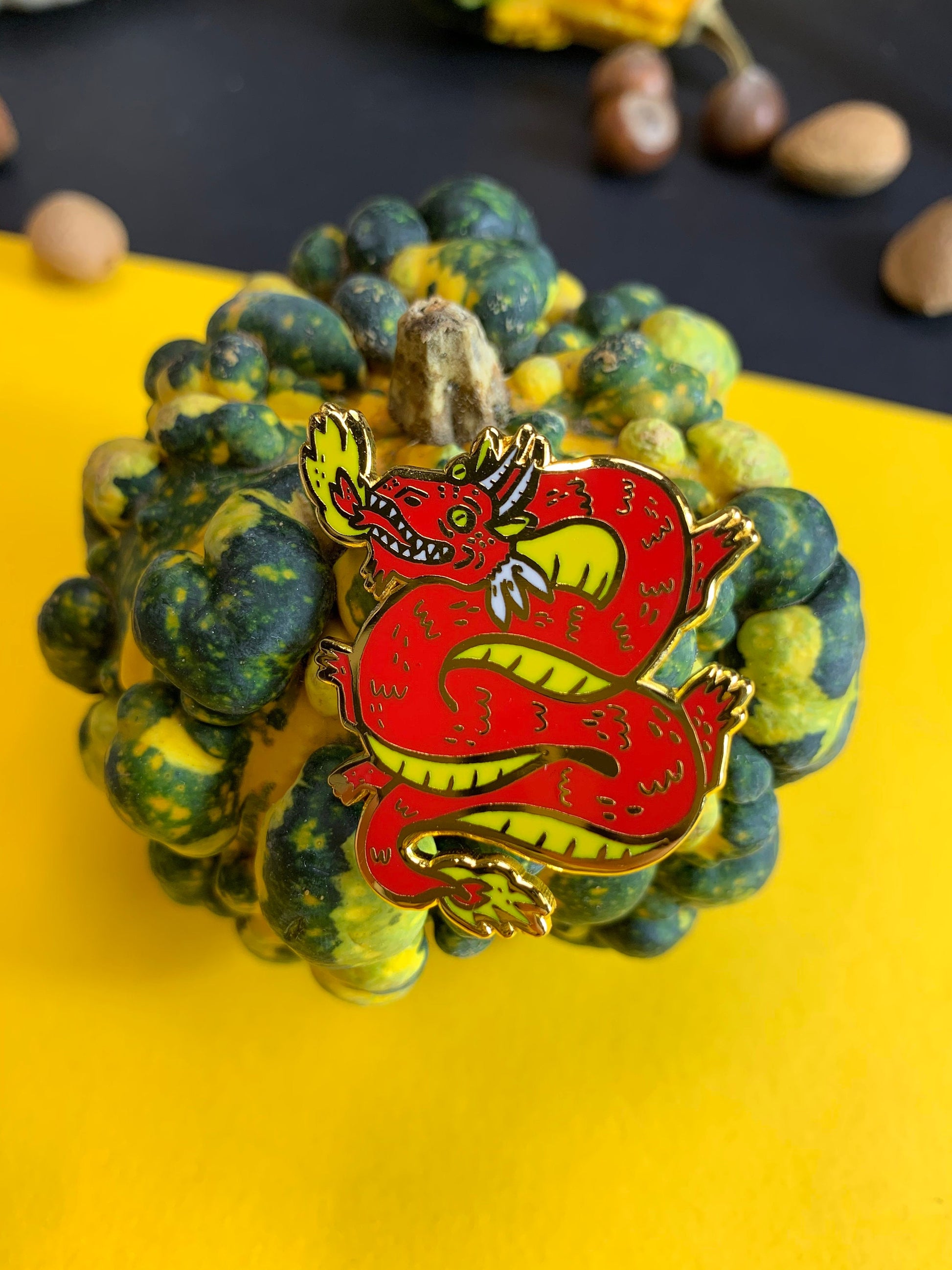 Fiery Dragon Hard Enamel Pin - Mythical Dragon, Pin Badge, Lapel Pin, Animal Brooch, Fun Clothes Accessory, Dragon Illustration - Fernandes Makes