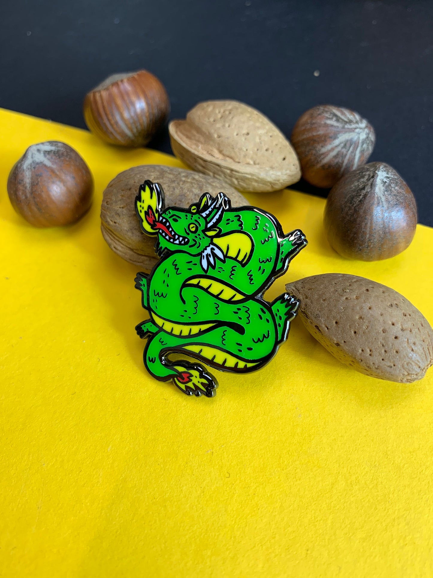 Fiery Dragon Hard Enamel Pin - Mythical Dragon, Pin Badge, Lapel Pin, Animal Brooch, Fun Clothes Accessory, Dragon Illustration - Fernandes Makes