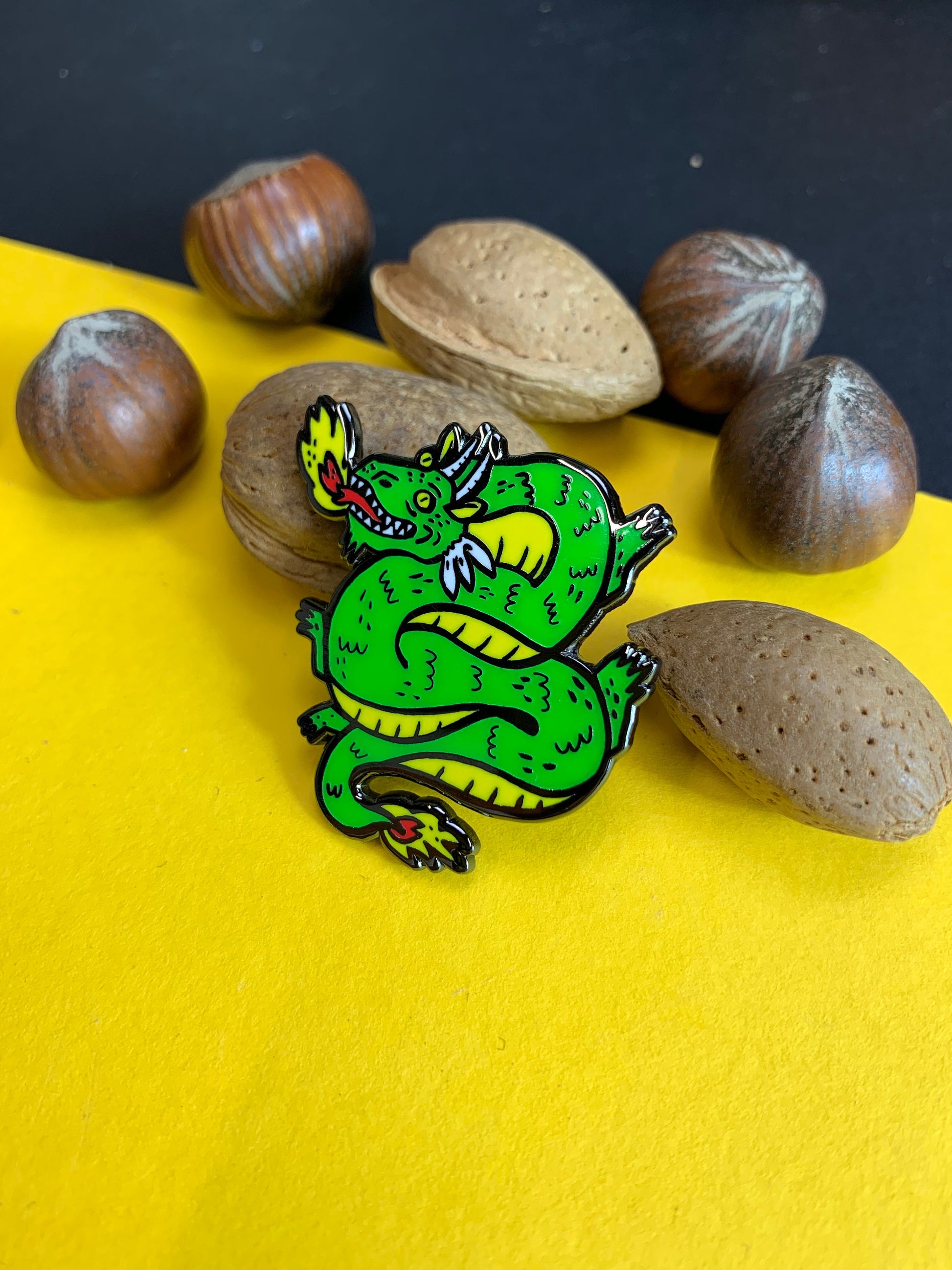 Fiery Dragon Hard Enamel Pin - Mythical Dragon, Pin Badge, Lapel Pin, Animal Brooch, Fun Clothes Accessory, Dragon Illustration - Fernandes Makes