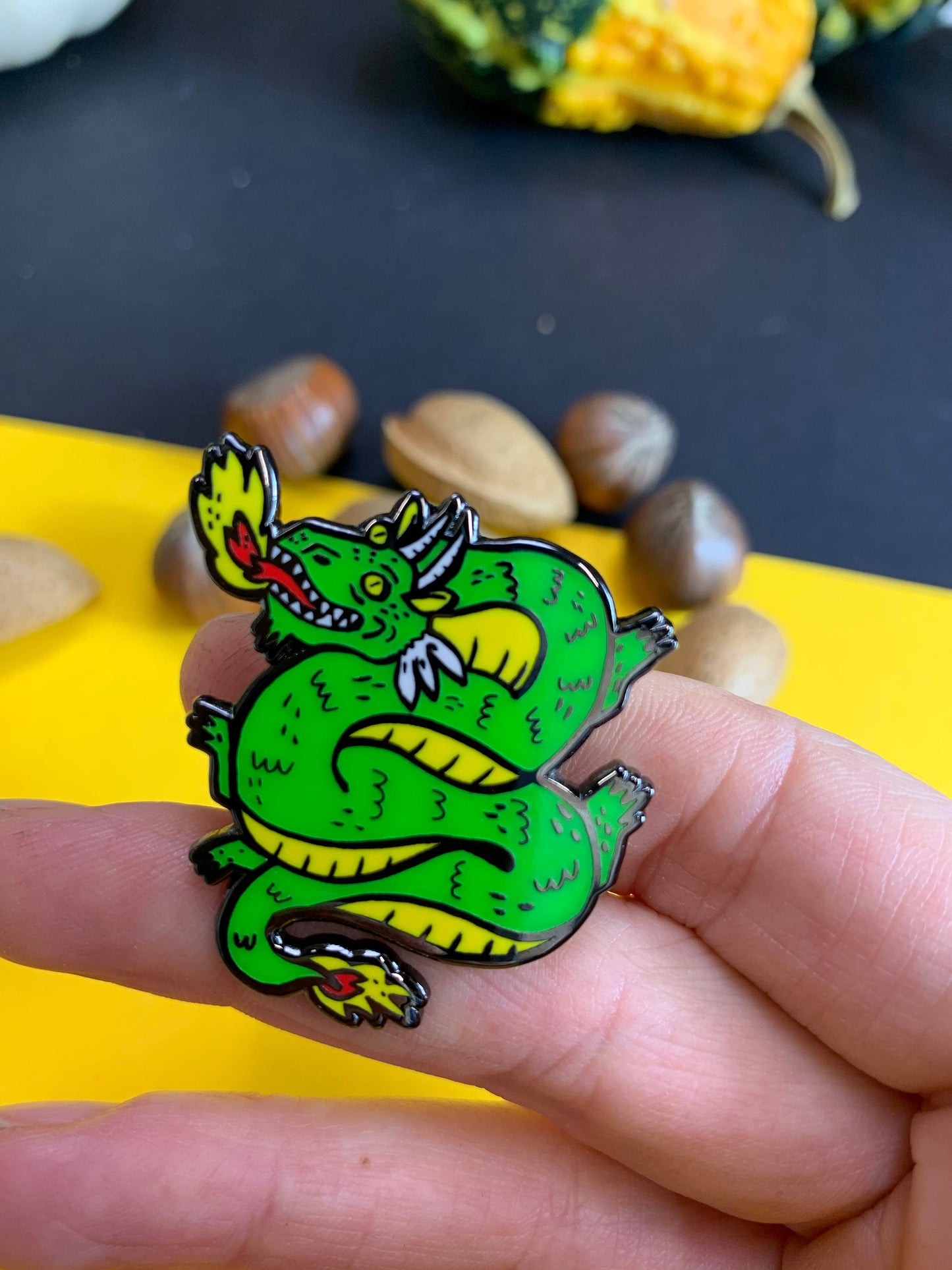 Fiery Dragon Hard Enamel Pin - Mythical Dragon, Pin Badge, Lapel Pin, Animal Brooch, Fun Clothes Accessory, Dragon Illustration - Fernandes Makes