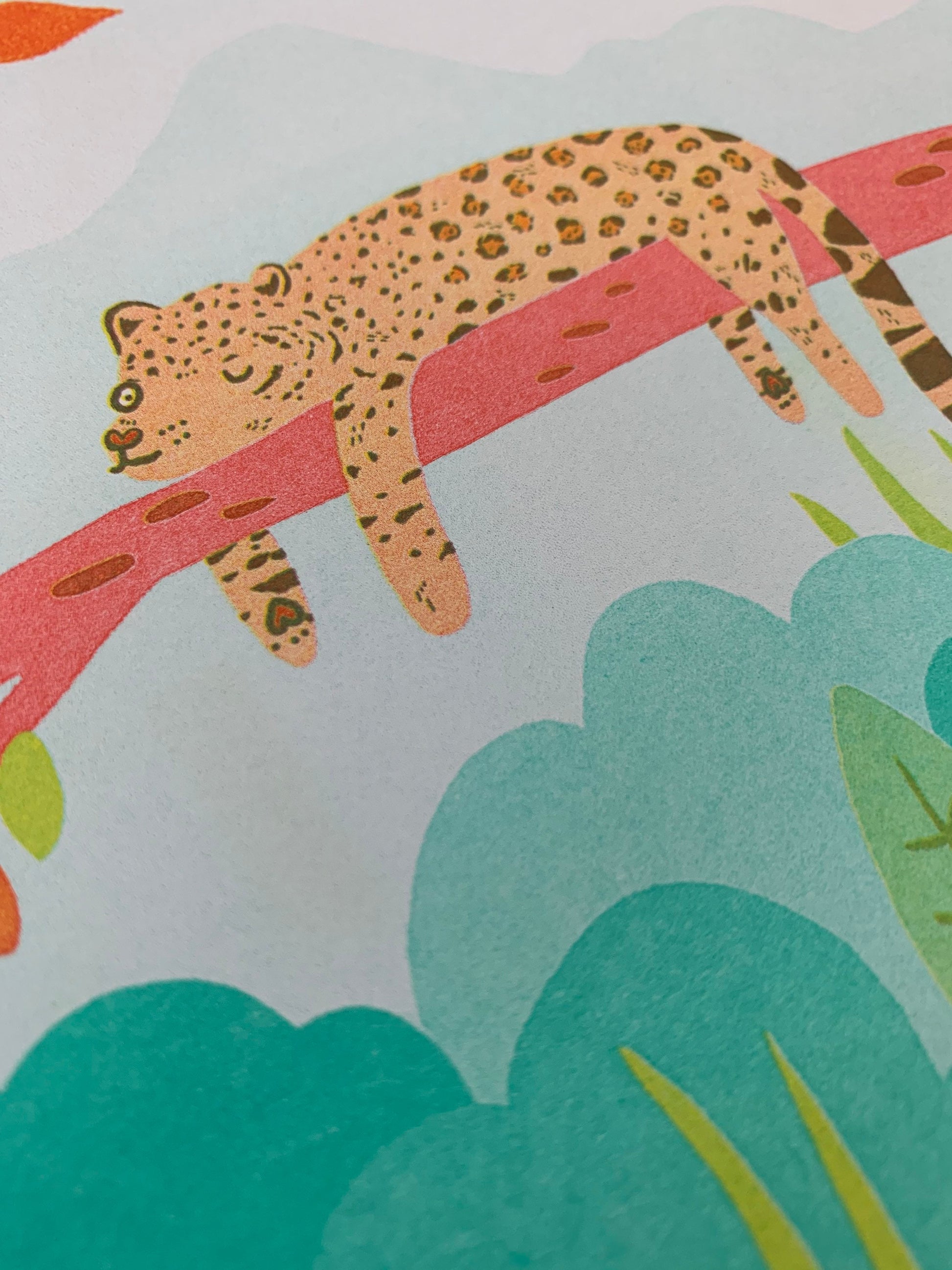 Sneaking in a nap - Cool Cat Jaguar RISO A4 Art Print - Limited Edition of 100. Collaboration with Fernandes Makes and Tom Hardwick - Fernandes Makes