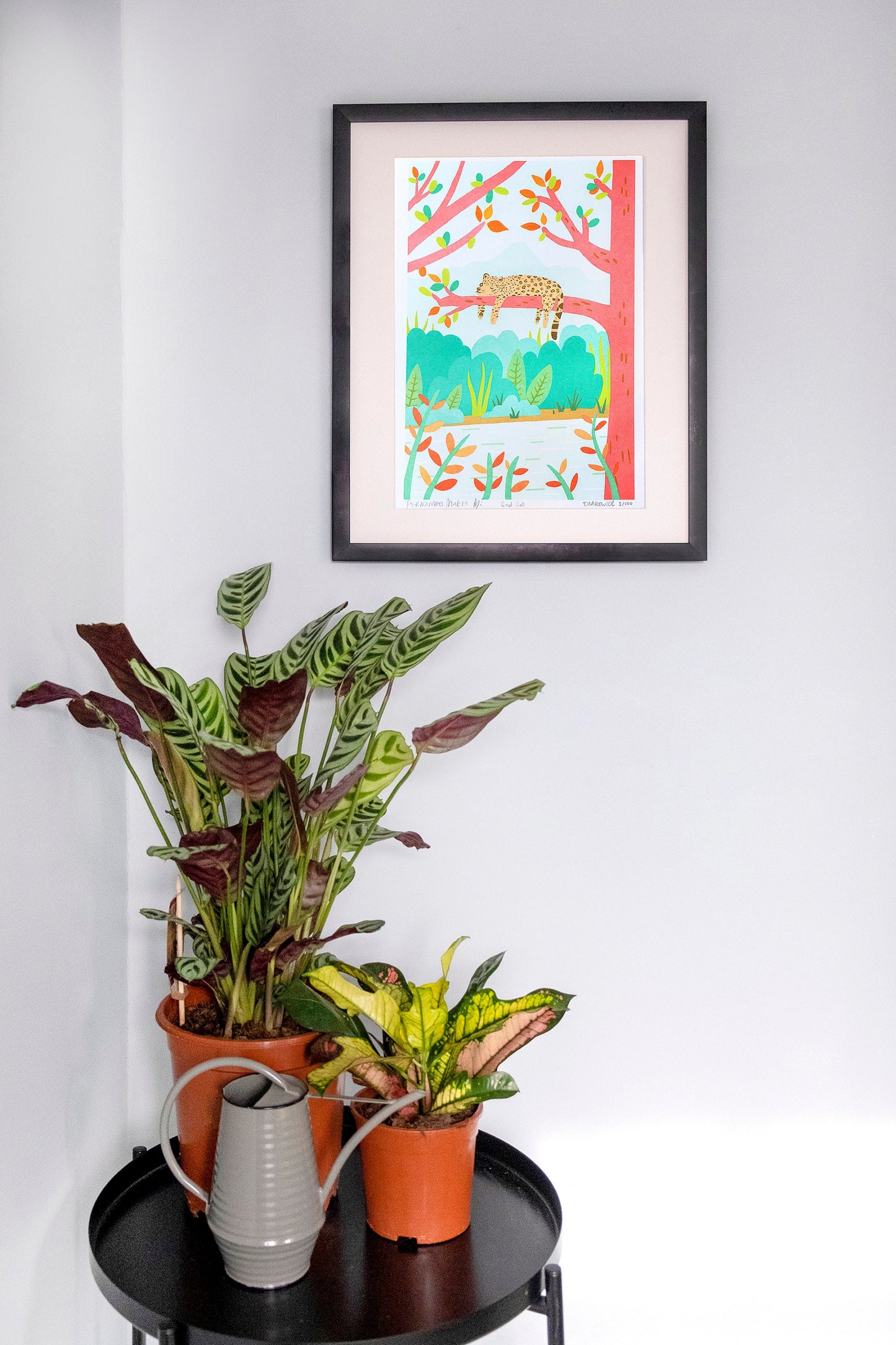 Sneaking in a nap - Cool Cat Jaguar RISO A4 Art Print - Limited Edition of 100. Collaboration with Fernandes Makes and Tom Hardwick - Fernandes Makes