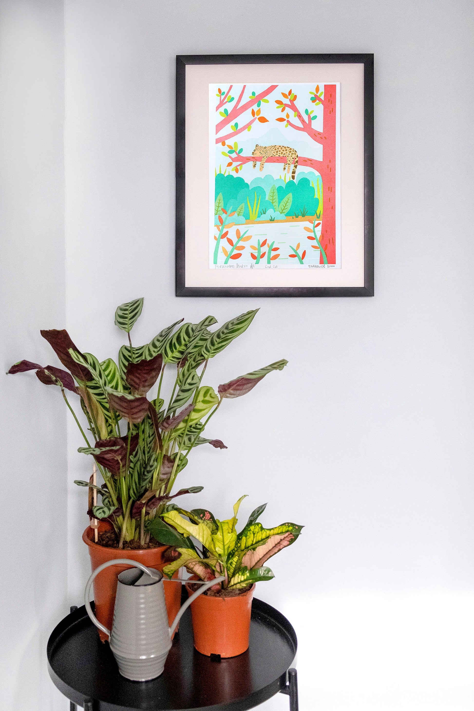 Sneaking in a nap - Cool Cat Jaguar RISO A4 Art Print - Limited Edition of 100. Collaboration with Fernandes Makes and Tom Hardwick - Fernandes Makes