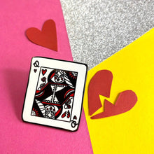 Queen Of Hearts Super Sized Enamel Pin - Playing Cards, Fun Clothes Accessory, Lapel Pin Badge, Queen Brooch, Hard Enamel Pin - Fernandes Makes