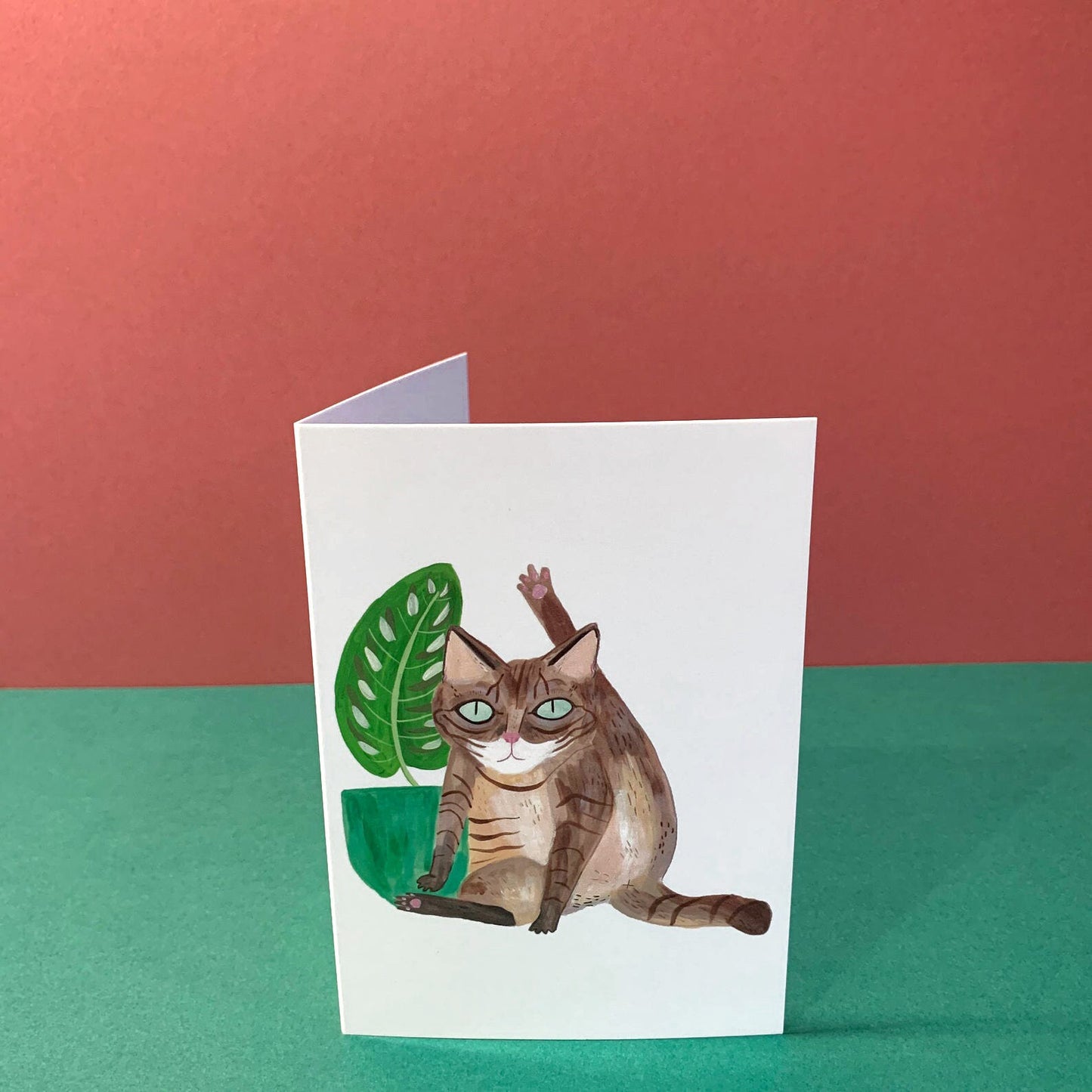 Cat licking A6 Greetings Card - Funny Rude Cat Card, Cat Illustration, Relax Card, Humour, Animal Painting, Self Care, Blank Inside - Fernandes Makes