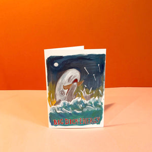 BIG (Moby) DICK ENERGY A6 Greetings Card - Moby Dick Whale Painting, Funny Animal Pun Card, Motivation, Blank Inside for Any Occasion - Fernandes Makes