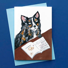 Read good to write good, blank inside Dog greetings card for book lovers - Fernandes Makes