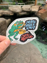 Pessimistically Optimistic saxophone frog Vinyl sticker - Laptop Decal, Lunchbox Sticker, Animal Illustration, Sad Frog Gift, iPad Sticker - Fernandes Makes