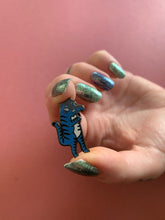 BLUE Creeping Tiger Hard Enamel Pin - Cute Jungle Animal Pin, Lapel Pin, Animal Brooch, Tiger Illustration, Small Gift, Clothes Accessory - Fernandes Makes